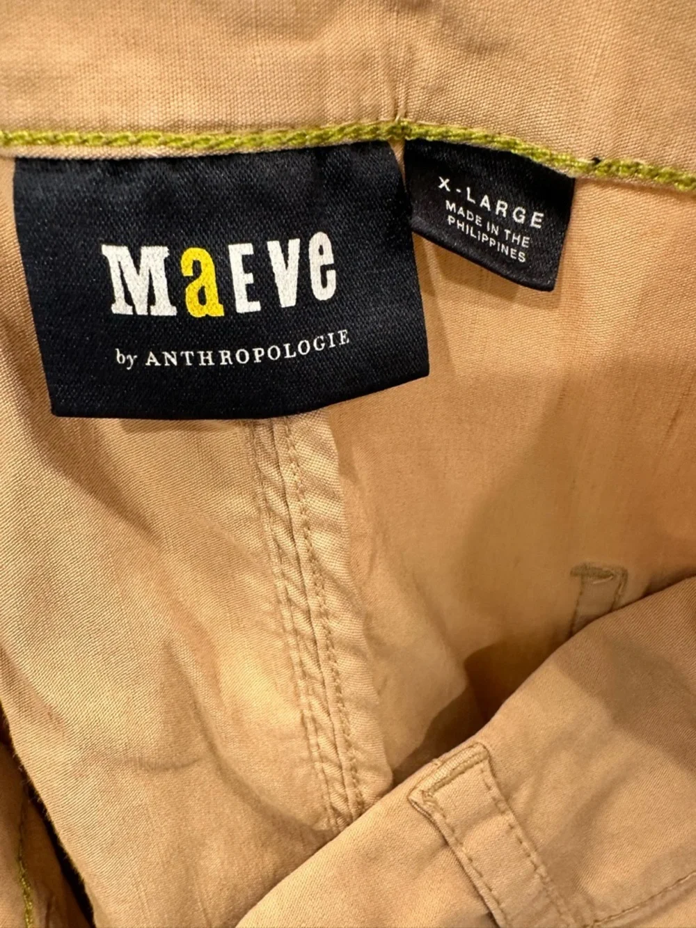 Anthropologie Maeve Colette Linen Maxi Skirt XL Neutral Safari Boho Coastal